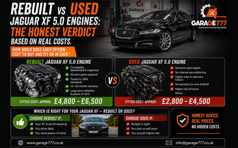 Rebuilt vs Used Jaguar XF 5.0 Engines The Honest Verdict Based on Real Costs